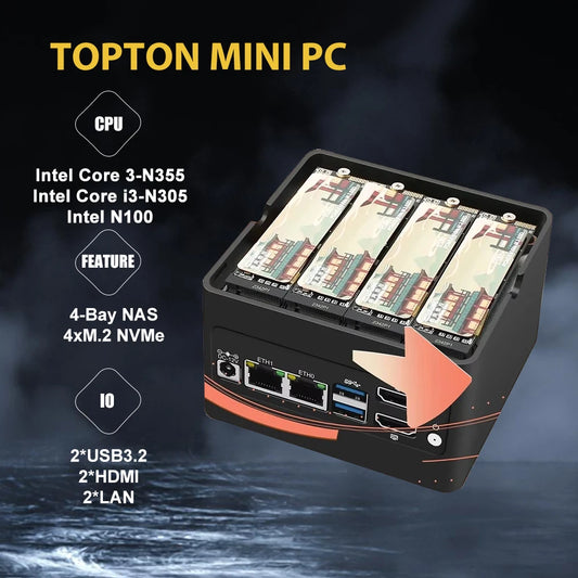 NAS Server  4xM.2 NVMe Board 2 x i226-V 2.5GbE LAN