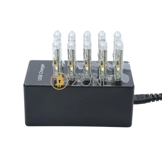 10PCS USB Bitcoin Miner 74KH/S*10 Solo Mining With 60W 10 port USB Miner Hub Nerd Miner V2 T-Dongle S3 BTC Crypto Lottery Miner