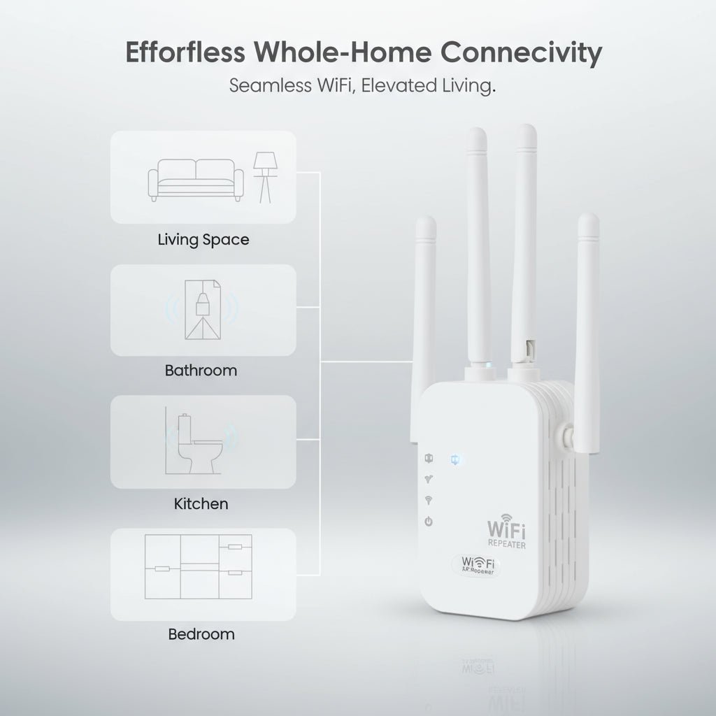 Wifi Repeater Repetidor Wi-Fi WALRAM | 300 Mbps | 2.4 GHz Banda Dupla | Sinal Estável & Instalação Rápida em TokenPI Store
