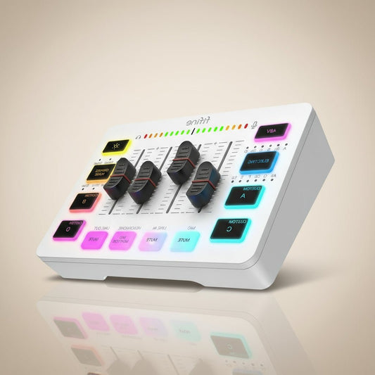 Audio Mixer FIFINE Mixer de Áudio para Jogos SC3 com 4 Canais RGB disponível em TokenPI Store