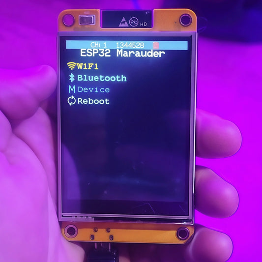 ESP32 CYD 2432r028 Marauder Mar-x-Auder device Wi-Fi Bluetooth offensive and defensive tools enable secure & reliable wireless