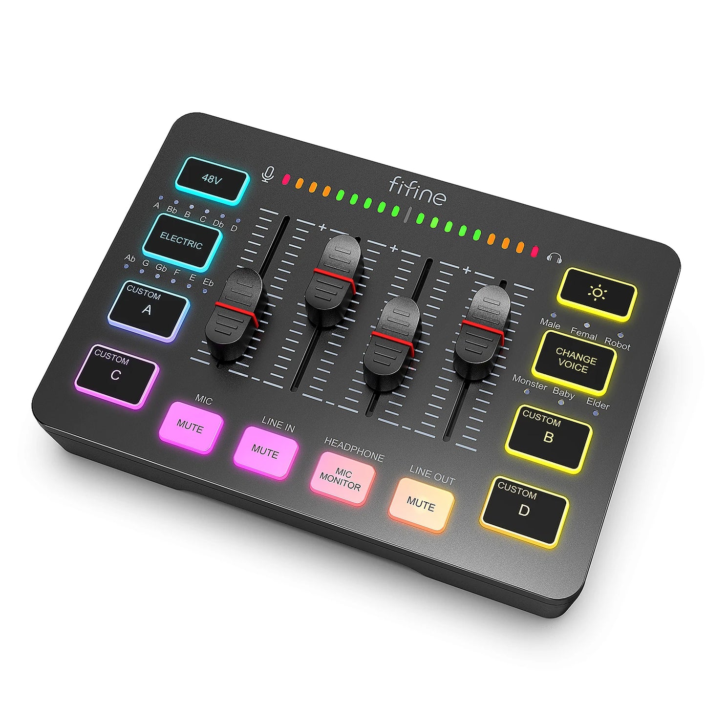 Audio Mixer FIFINE Mixer de Áudio para Jogos SC3 com 4 Canais RGB disponível em TokenPI Store