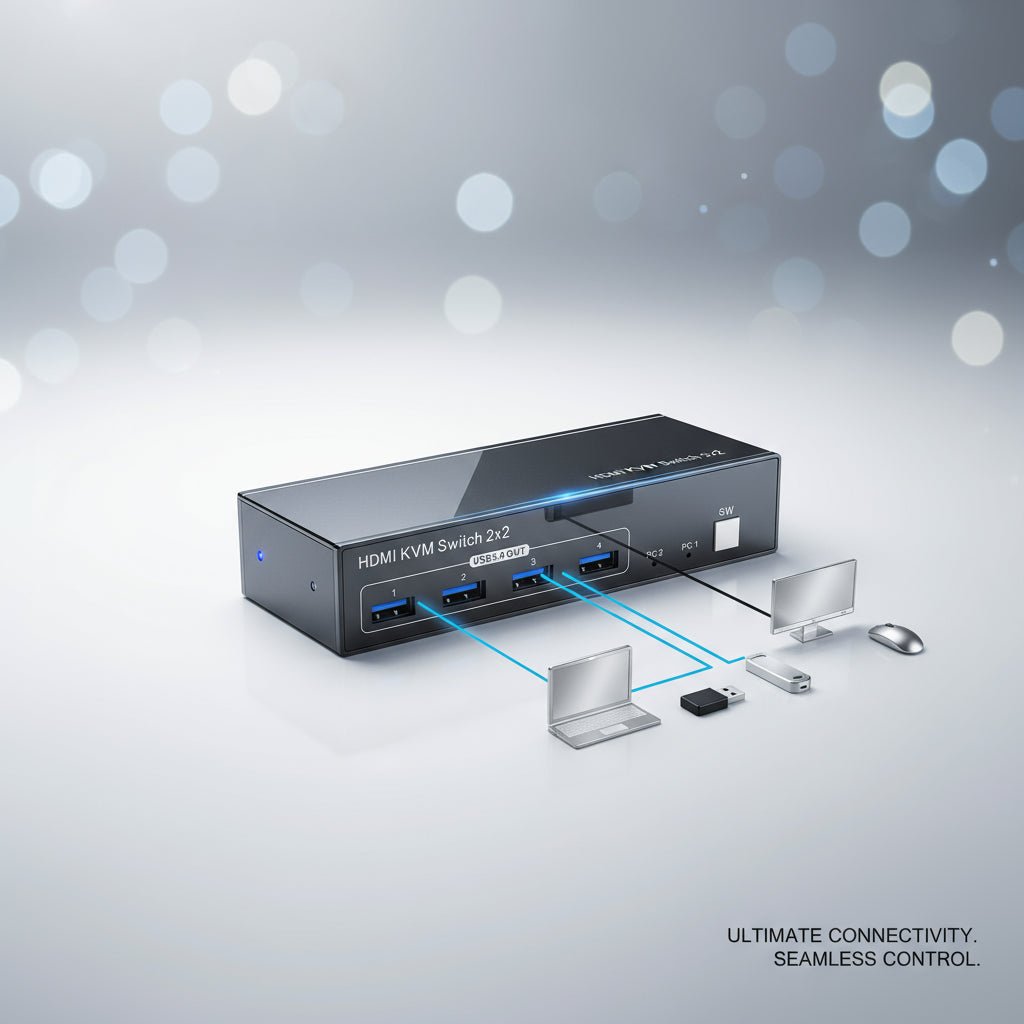 KVM Switch Monitor Duplo KVM Switch 2 Em 2 Saídas 4K 60Hz USB 3.0 disponível em TokenPI Store