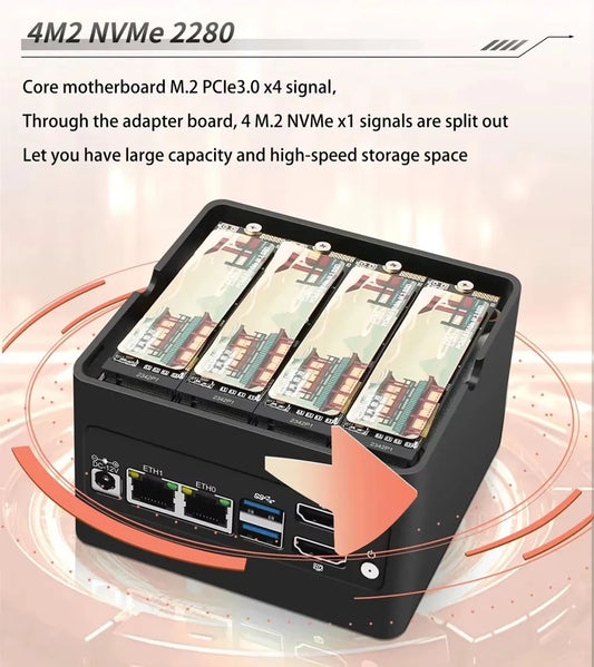 NAS Server  4xM.2 NVMe Board 2 x i226-V 2.5GbE LAN