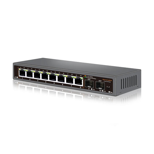 Bullscom 10-Port Network Switch | 8 x 2.5Gb Ethernet + 2 x 10Gb SFP+