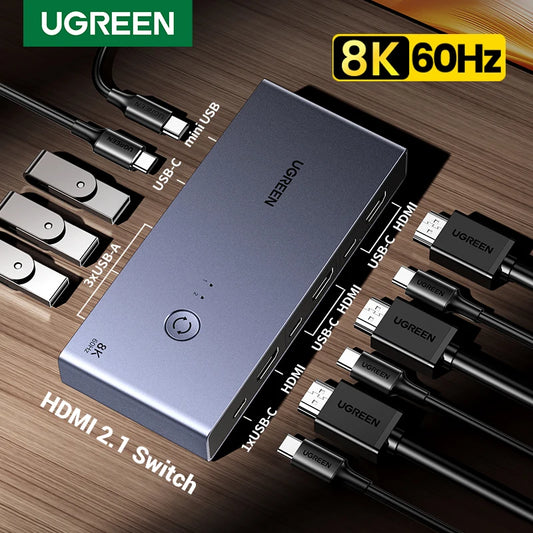 KVM Switch USB 2 PCs Sharing 1 Monitor