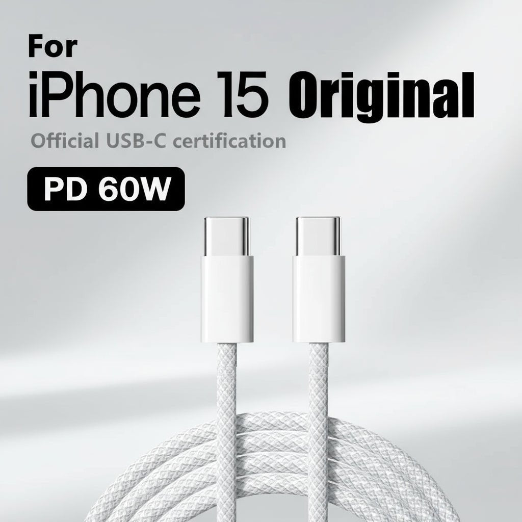 Usb-c Cable Cabo USB-C 65W | 6A Carregamento Rápido | Trançado Premium | Compatível com iPhone 15, Samsung, Xiaomi