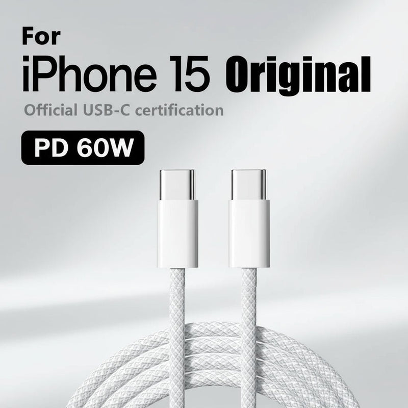 Usb-c Cable Cabo USB-C 65W | 6A Carregamento Rápido | Trançado Premium | Compatível com iPhone 15, Samsung, Xiaomi