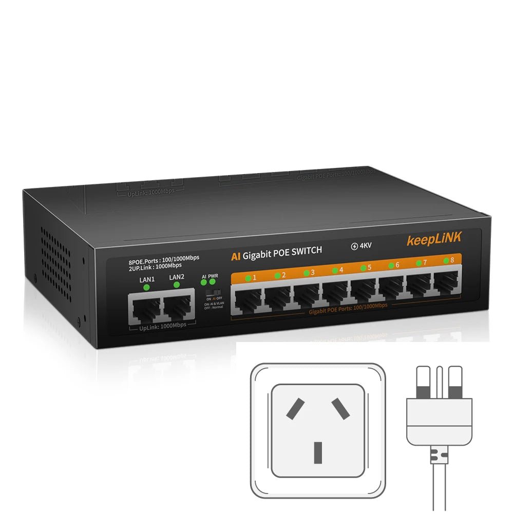 Switch KeepLiNK Switch Gigabit 10 Portas PoE Uplink Premium disponível em TokenPI Store