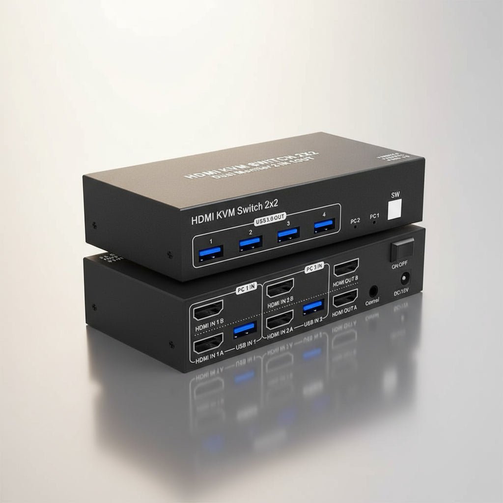 KVM Switch Monitor Duplo KVM Switch 2 Em 2 Saídas 4K 60Hz USB 3.0 disponível em TokenPI Store