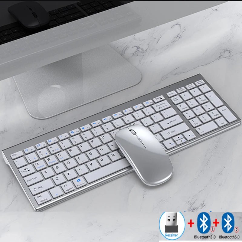 Mouse & Keyboard Kit Teclado + Mouse Sem Fio JOMAA | Bluetooth + USB | 1600 DPI | Ergonômico & Multimídia em TokenPI Store