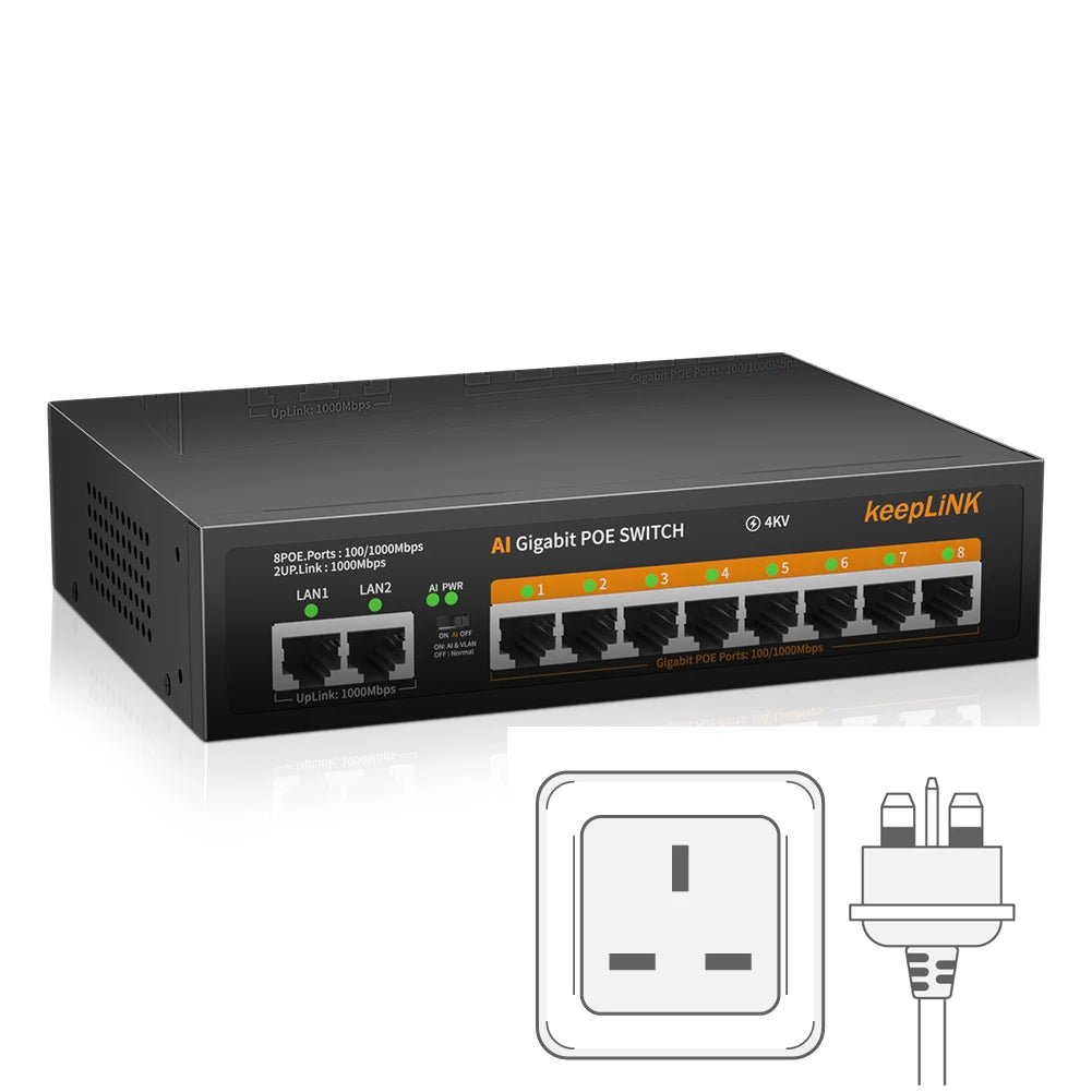 Switch KeepLiNK Switch Gigabit 10 Portas PoE Uplink Premium disponível em TokenPI Store