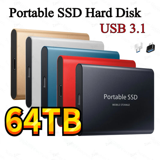 Portable SSD Type-C USB 3.1 60TB 30TB 16TB 8TB SSD Hard Drive
