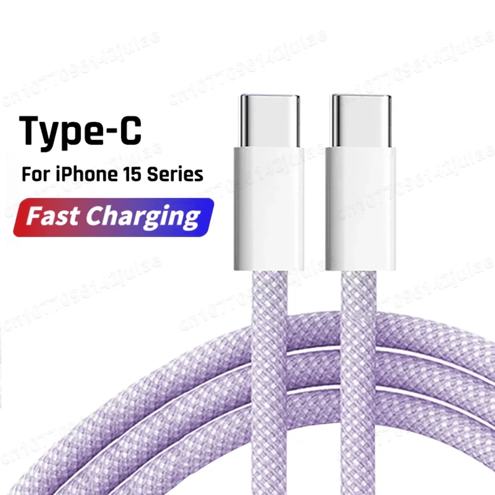 Usb-c Cable Cabo USB-C 65W | 6A Carregamento Rápido | Trançado Premium | Compatível com iPhone 15, Samsung, Xiaomi