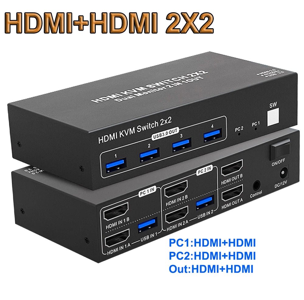 KVM Switch Monitor Duplo KVM Switch 2 Em 2 Saídas 4K 60Hz USB 3.0 disponível em TokenPI Store