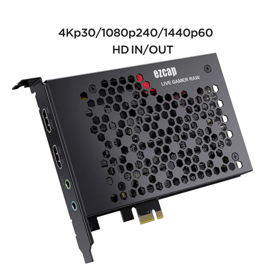 ezcap324B Live Gamer Raw PCIE 4K Video Game Capture Card Record & Live Stream for Gaming Systems Camcorders