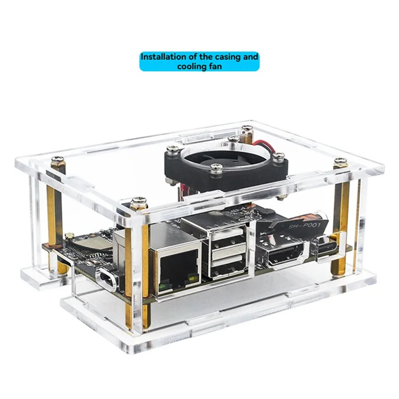 Case For Kickpi K2B H618 Deve Board Transparent Acrylic Case With Cooling Fan Pure Copper Heat Sink-TCE