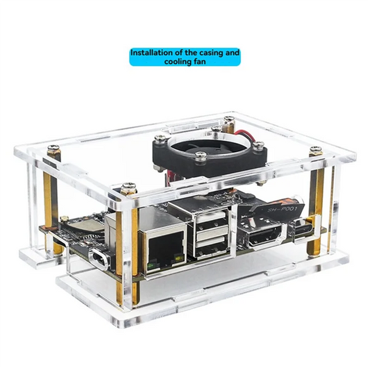 Case For Kickpi K2B H618 Deve Board Transparent Acrylic Case With Cooling Fan Pure Copper Heat Sink-TCE