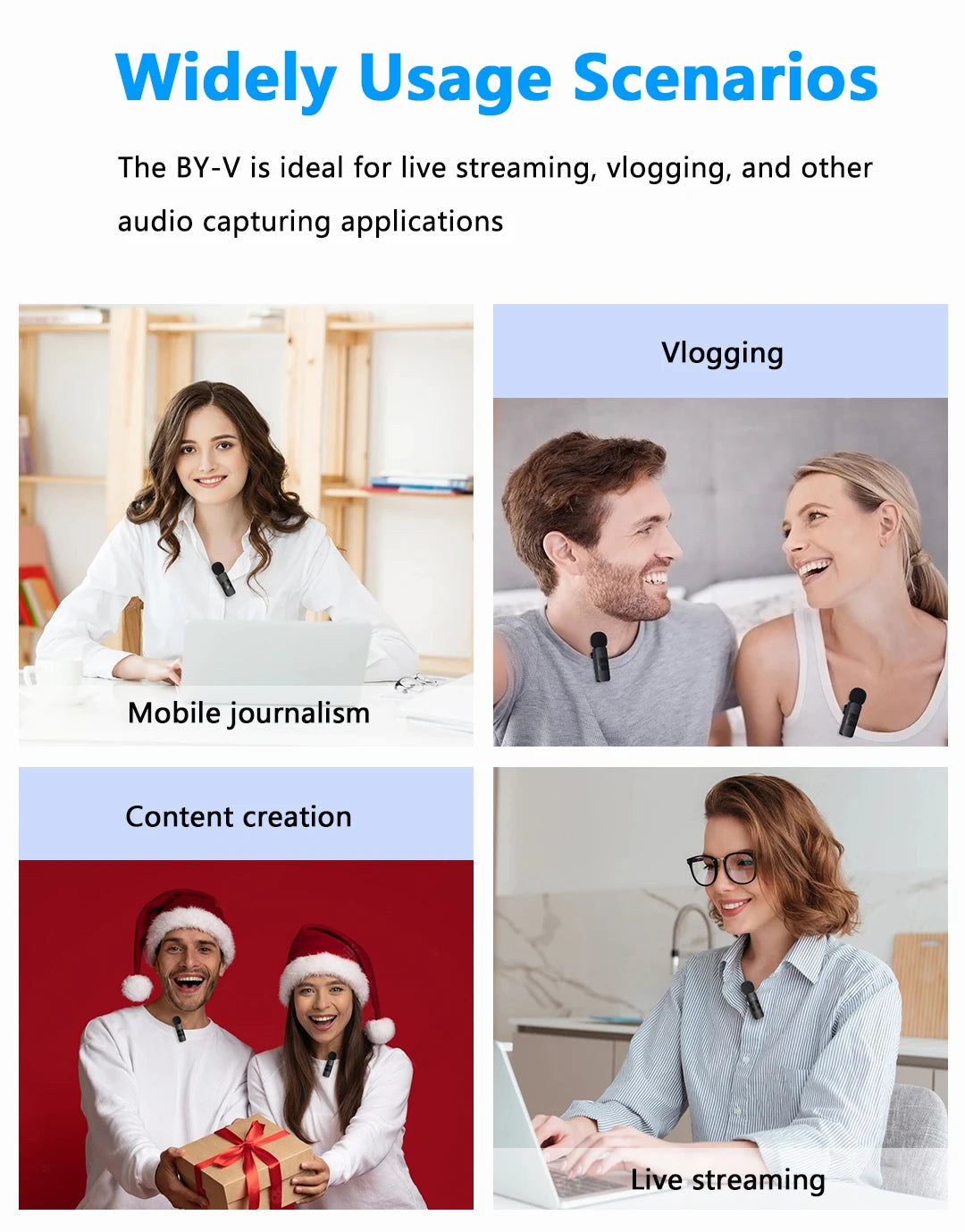 BOYA BY-V Professional Wireless Lavalier Mini Microphone for iPhone iPad Android Live Broadcast Gaming Recording Interview Vlog