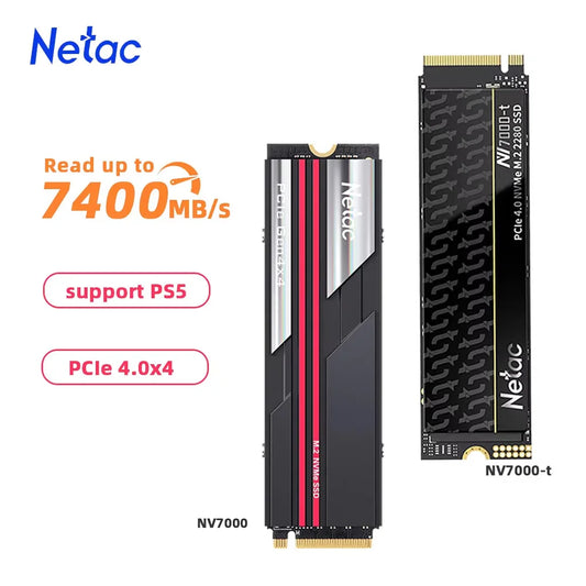 Netac NV7000-t solid-state drive with specifications on a white background