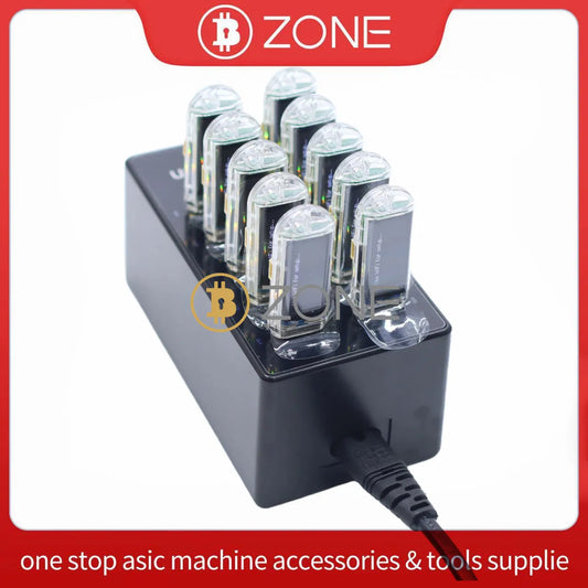10PCS USB Bitcoin Miner 74KH/S*10 Solo Mining With 60W 10 port USB Miner Hub Nerd Miner V2 T-Dongle S3 BTC Crypto Lottery Miner