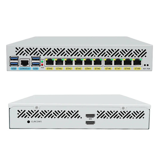 Partaker Firewall Appliance Intel i7-10510U/i5-5405U, 10x i210 LAN, Dual HDMI, DDR4, Support OPNsense/Ubuntu/Linux, 1U Rackmount