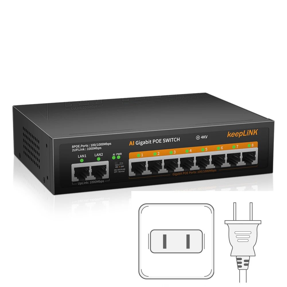 Switch KeepLiNK Switch Gigabit 10 Portas PoE Uplink Premium disponível em TokenPI Store
