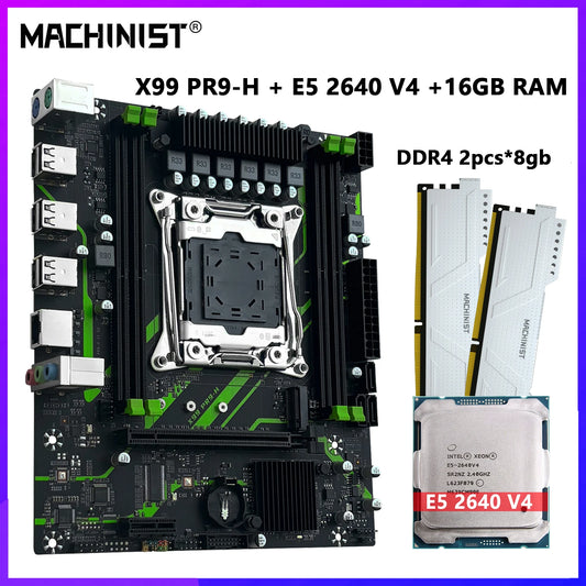MACHINIST X99 PR9-H Motherboard optional Xeon E5 2640 V4 LGA 2011-3 CPU Kit Set 16GB DDR4 ECC Memory RAM NVME M.2