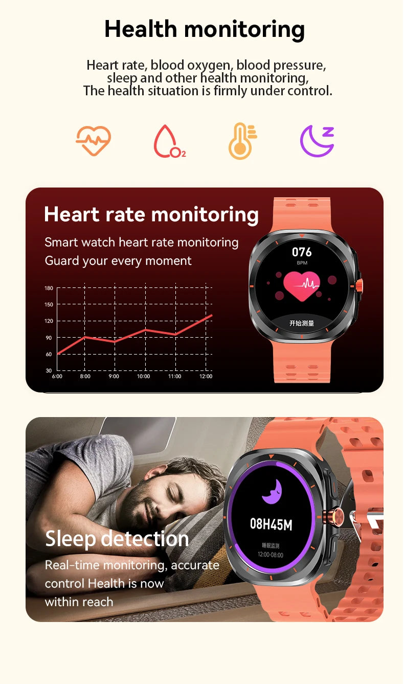 New Watch 7 Ultra Smart Watch Men HD AMOLED Screen GPS Motion Trajectory Heart Rate Bluetooth Call 1.52" SmartWatch IP68