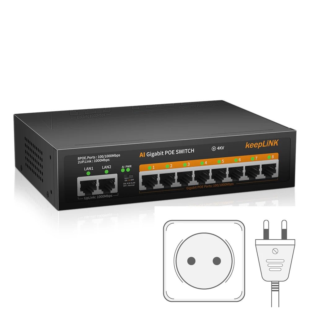 Switch KeepLiNK Switch Gigabit 10 Portas PoE Uplink Premium disponível em TokenPI Store