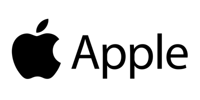 Black Apple logo on a white background