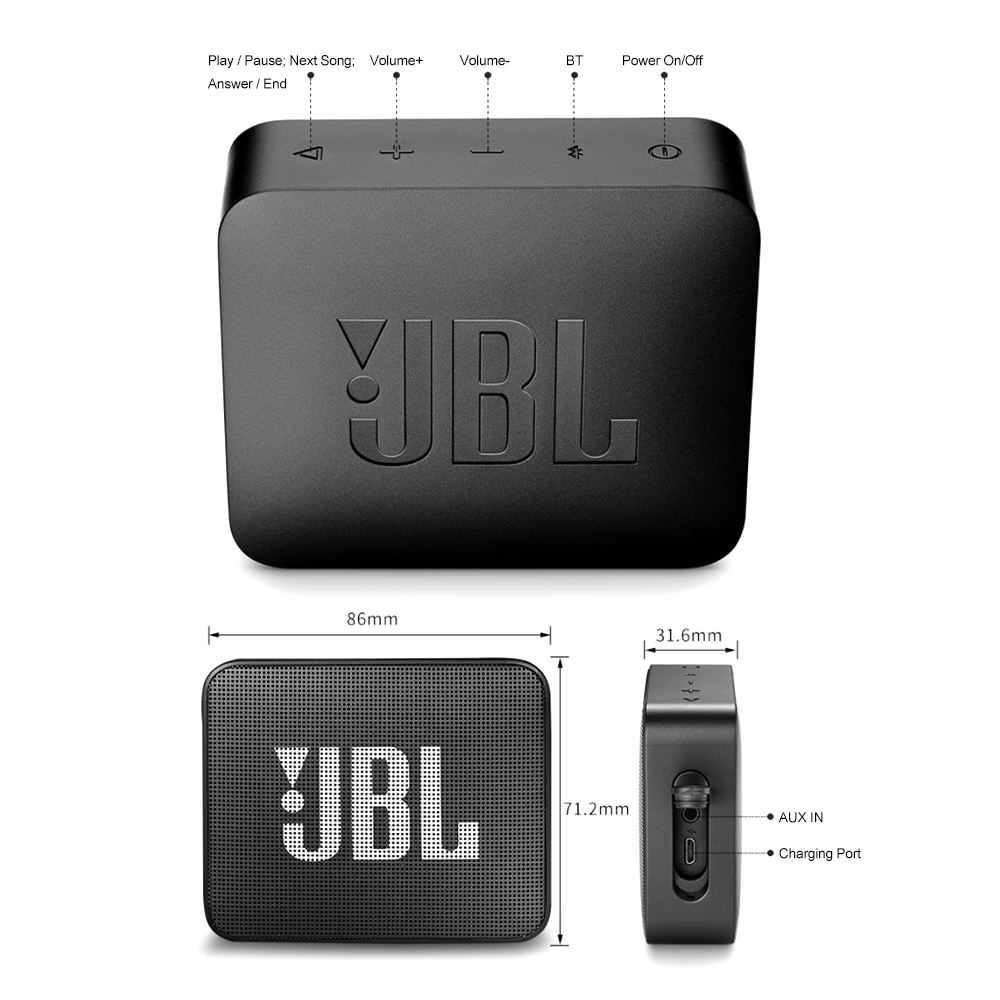 Tech Accessories IPX7 Waterproof JBL GO 2 Wireless Bluetooth Speaker for Outdoor disponível em TokenPI Store